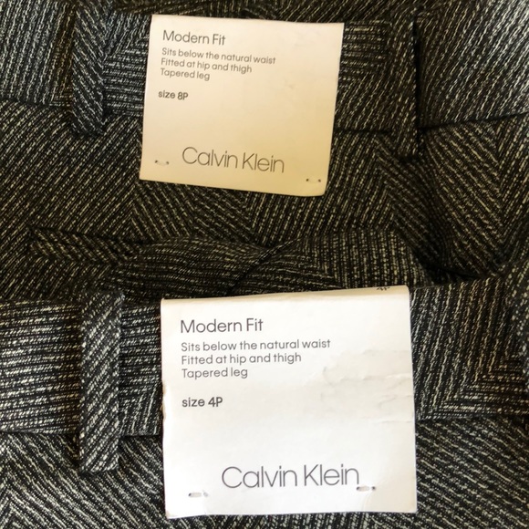 NWT Calvin Klein Herringbone Career Pants Petite - Picture 3 of 4